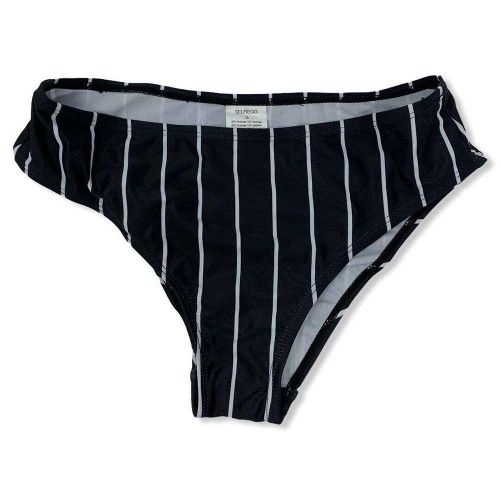 SelfieGo Black Pinstripe Bikini‎ Bottoms Small New